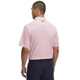 Remera polo Under Armour Matchplay para hombre, color rosa con logo bordado en azul marino en el pecho.