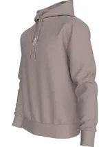 Buzo con capucha color topo, con logo de Calvin Klein Jeans estampado en el pecho.