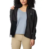 Campera polar Columbia Sweater Weather, color gris jaspeado, con cierre frontal completo, cuello alto y bolsillos laterales con cierre.
