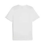 Camiseta blanca de cuello en V con logo de Puma bordado en negro en el pecho. Corte clásico y mangas cortas.