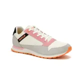 Zapatillas urbanas Caterpillar modelo Ventura, color blanco con detalles en gris, rosa y naranja. Confeccionadas en gamuza y malla, con logo de la marca en el lateral y suela de goma.