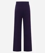 Pantalón pantalona azul marino de ribana con textura acanalada y cintura elástica.