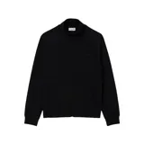 Campera deportiva Lacoste negra con cierre frontal, cuello alto y bolsillos laterales.