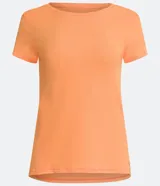 Remera deportiva color verde flúor, de corte clásico, con cuello redondo y mangas cortas.