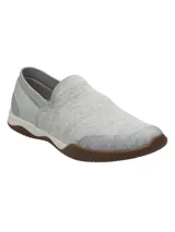 Zapatilla slip-on gris con capellada de tejido transpirable, forro de malla mesh, suela de goma y plantilla GreenFoam® con base de caña de azúcar.