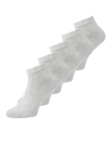 Pack de 5 pares de medias de corte bajo, color gris claro melange, de tejido suave, elástico y transpirable.