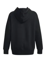 Buzo Under Armour negro de corte holgado, con capucha y cordones ajustables. Logo de la marca estampado en el pecho.