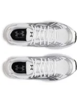 Championes deportivos UNISEX UA Sola, color blanco con detalles plateados. Diseño con líneas limpias y detalles esculpidos con toques retro.