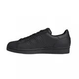 Zapatillas Adidas Superstar color negro con las tres tiras laterales características de la marca.