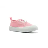 Championes negros de lona con suela de goma blanca y cordones blancos.