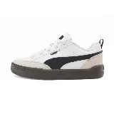 Championes Puma Park Lifestyle OG, color blanco con detalles en negro y marrón. Zapatillas de estilo retro con diseño moderno y versátil.