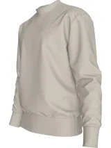 Buzo color beige de cuello redondo, con logo CK bordado en el pecho.