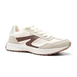 Championes deportivos American Sport Abrus color beige con detalles en marrón y suela marrón. Confeccionados con memory foam.
