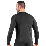 Remera térmica negra de manga larga, unisex, ideal para actividades deportivas.