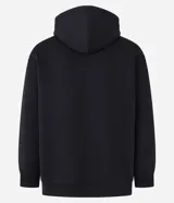 Hoodie masculino de algodón con felpa, color azul marino, de corte relaxed, con capucha ajustable, bolsillo canguro y manga larga.