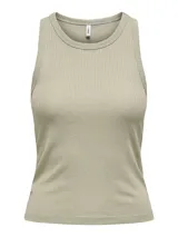 Musculosa color verde claro con cuello redondo y detalle de brillo.