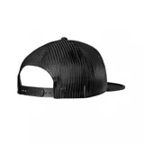 Gorro de camionero Etnies con visera plana negra, paneles frontales estampados con imágenes de la revista Dig BMX y paneles traseros de malla negra.