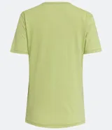 Remera básica de media malla color rosa, con escote en V y mangas cortas.
