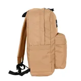 Mochila de estilo clásico color lila claro, con compartimento principal, bolsillo frontal con cierre y bolsillos laterales. Presenta un parche negro con el logo 'terrano' en blanco en la parte superior.