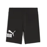 Short deportivo negro de tiro alto, con logo Puma estampado en blanco en la pierna izquierda.
