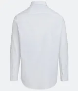 Camisa blanca de algodón, manga larga con botonadura frontal y cuello camisero.
