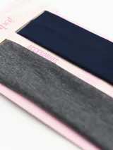 Pack de dos vinchas elásticas, una gris y otra azul marino.