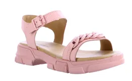 Sandalia de mujer Bottero color rosa pastel, con hebilla de ajuste y plataforma chunky.