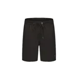 Short de baño negro con cintura elástica ajustable con cordón y logo de la marca en la pierna izquierda.