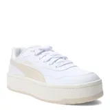 Championes urbanos Puma Court Lally Skye, color blanco con detalles en beige, con plataforma y logo Puma en el lateral.