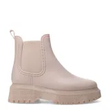 Bota de lluvia color beige, estilo Chelsea, con elástico lateral y suela track.