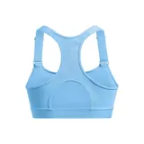 Top deportivo de compresión Under Armour HeatGear High, color celeste, con breteles regulables y espalda deportiva.