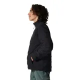 Campera gris con cierre frontal, bolsillos laterales con cierre y logo de la marca en el pecho.