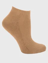 Calcetín tobillero de tejido de punto acanalado, color beige.