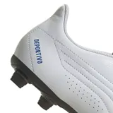 Championes de fútbol Adidas II Multiterreno, color blanco con detalles en azul.