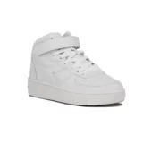 Zapatillas altas de cuero blanco con soporte en el tobillo y cierre de cordones, ideales para un look casual.