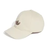Gorra de béisbol Adidas Adicolor Classic Trefoil, color beige con logo bordado en marrón.