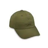 Gorra verde militar de tela ripstop con visera curva y logo bordado en el frente.