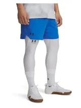 Short deportivo Under Armour Vanish Woven para hombre, color azul con logo negro en la pierna izquierda.