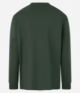 Remera de manga larga color blanco, confeccionada en algodón, con cuello redondo y puños ajustados.