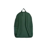Mochila de diseño funcional color verde, con logotipo de adidas y compartimentos para organización.