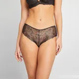 Culote negro de encaje con detalles brillantes, con diseño cómodo y ajuste favorecedor.