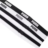 Set de seis bandas elásticas Puma Sportbands para el cabello, en colores blanco y negro, con logo de la marca estampado.