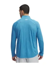 Buzo deportivo Under Armour Tech Texturd Hlf Zip para hombre, color azul jaspeado, de calce suelto, liviano y con cierre medio en el cuello. Cuenta con tecnología UA Tech™ que mantiene la frescura.