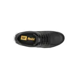 Zapatillas urbanas de cuero negro con suela chunky blanca y cordones negros.