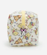 Neceser rectangular mediana con estampa de Winnie The Pooh y sus amigos, cierre de cremallera y colgante con el rostro de Puerquito.