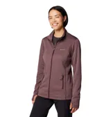 Campera polar Columbia con cierre frontal, bolsillos laterales con cierre y orificios para pulgares.