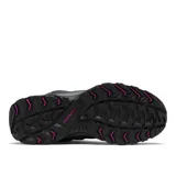 Bota de trekking de caña media Columbia Crestwood Mid Waterproof, color gris con detalles en rojo. Capellada de cuero, malla y cincha, con tecnología impermeable Omni-Tech.