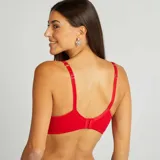 Sujetador corbeille de rejilla bordada D y E ROJO