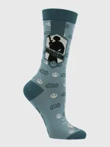 Calcetines celestes con puño azul, diseño de la Alianza Rebelde y la Princesa Leia de Star Wars.