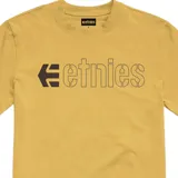 Remera color mostaza con logo de la marca Etnies estampado en el pecho.